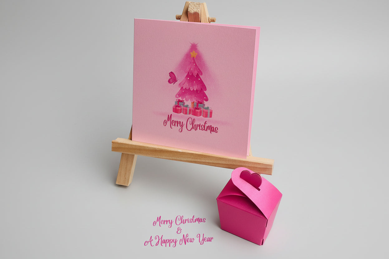 1 x Glamour Pink Christmas Card